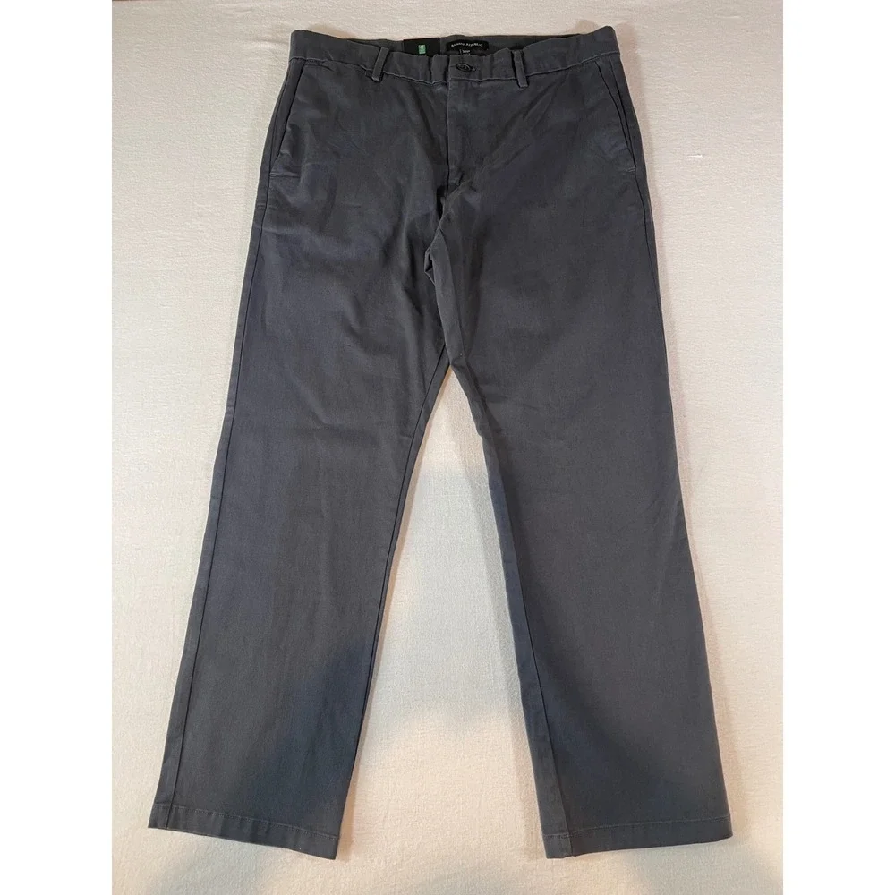 Banana Republic Mens Gray Chino Pants 34x29 Straight Leg Flat Front Trousers NWT